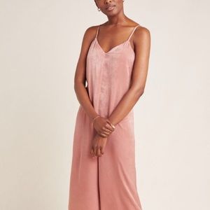 Anthropologie Rosa Satin Jumpsuit babydoll Medium